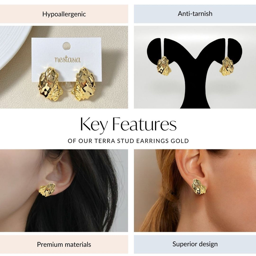 Terra Stud Earrings Gold Nestasia