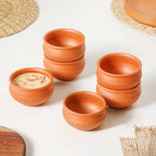 Artisanal Engraved Terracotta Bowls Set Of 6 170ml Nestasia