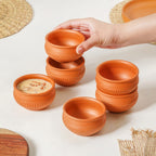 Artisanal Engraved Terracotta Bowls Set Of 6 170ml Nestasia
