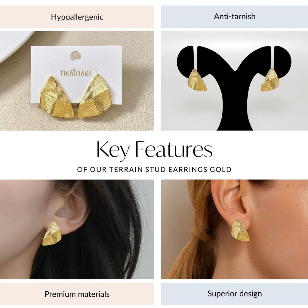 Terrain Stud Earrings Gold Nestasia