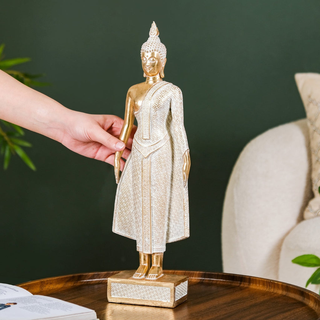 Gold Standing Buddha Decor Statue Large 16 Inch Nestasia