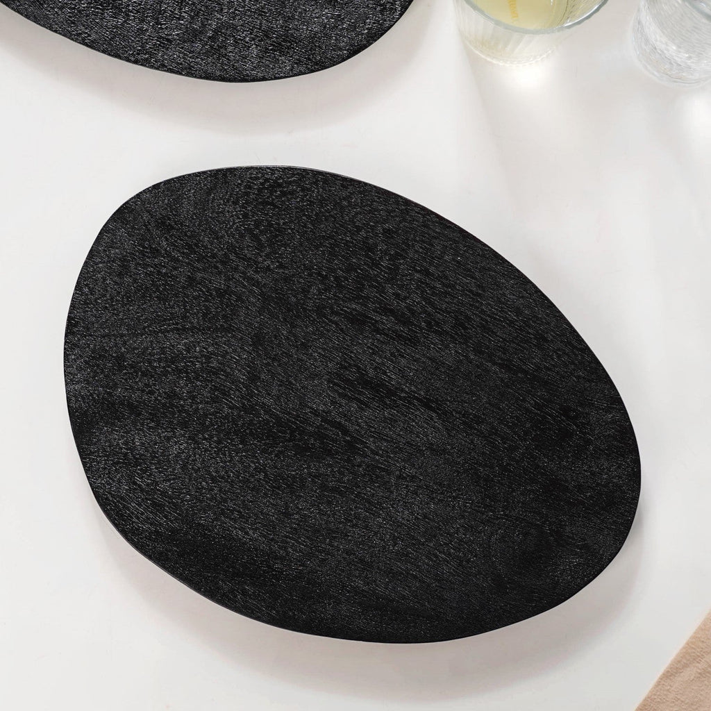 Large Natural Mango Wood Platter Black Nestasia