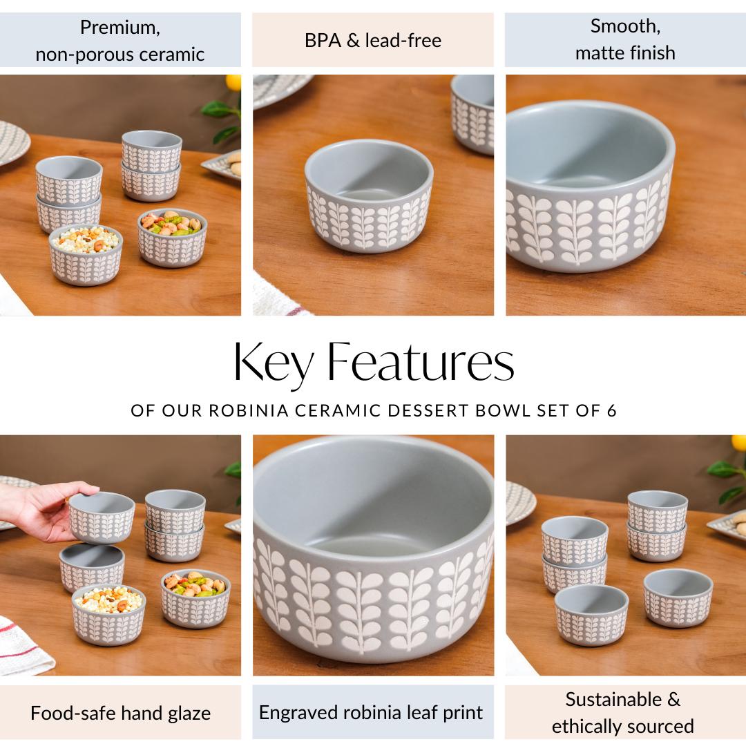 Robinia Ceramic Small Bowl Set of 6 200ml Nestasia