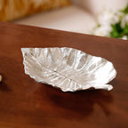 Silver Colocasia Leaf Metal Tray Set Of 2 Nestasia