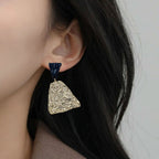 Textured Symmetry Black And Gold Earrings Nestasia