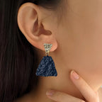 Textured Symmetry Black And Gold Earrings Nestasia