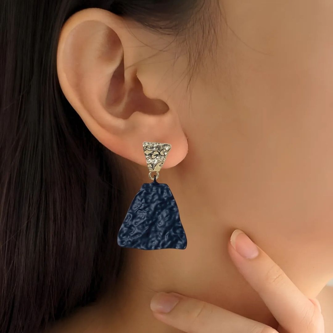 Textured Symmetry Black And Gold Earrings Nestasia