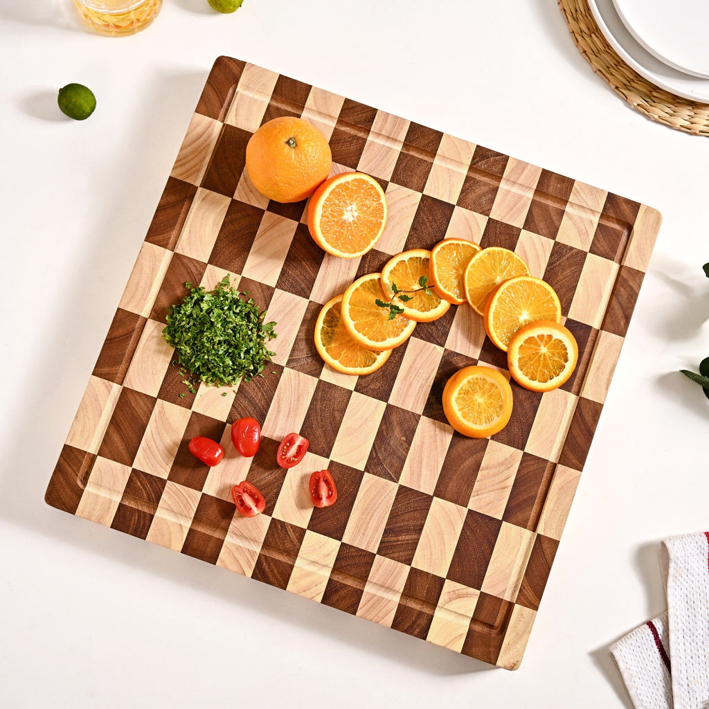 Checkered Wooden Thick Chopping Board Nestasia