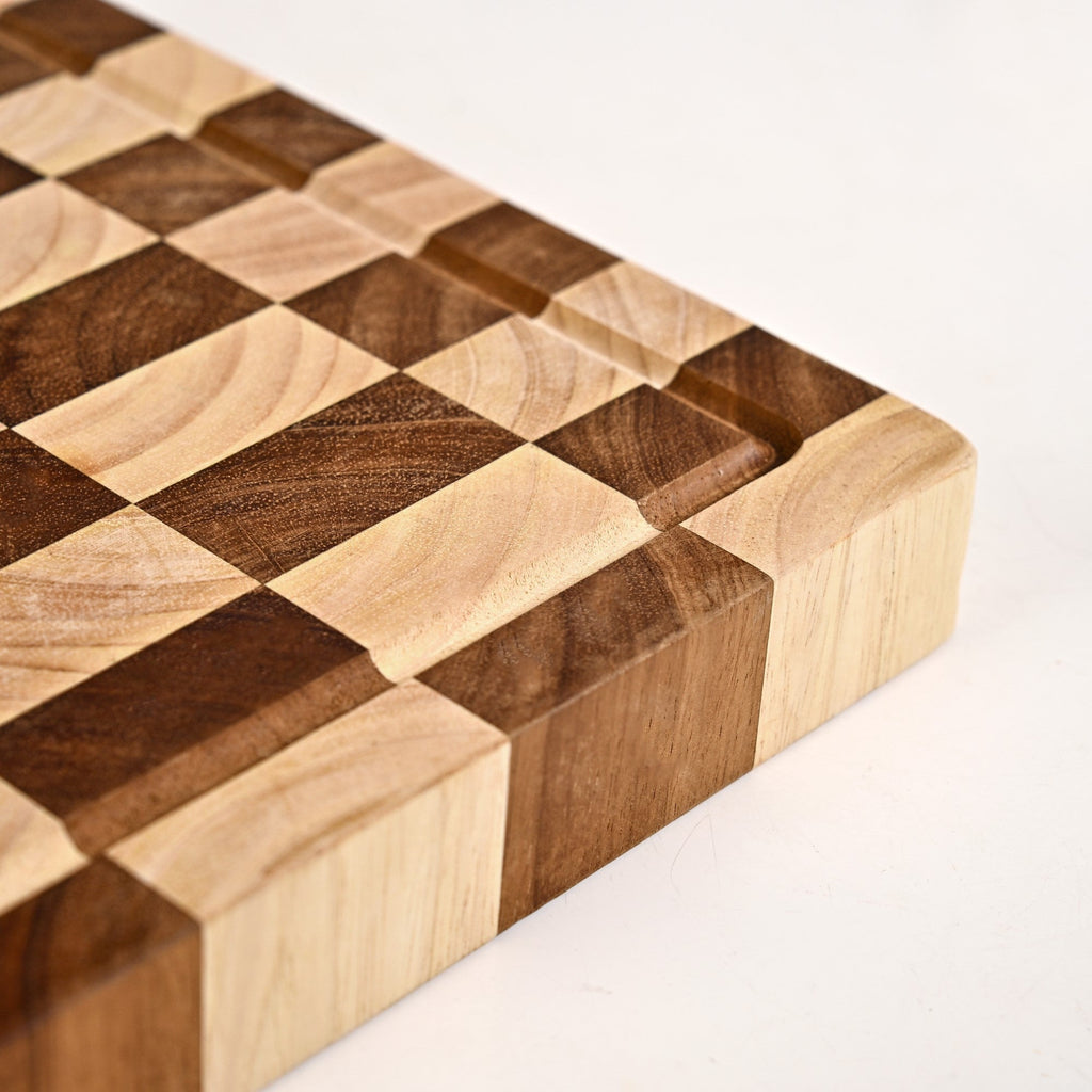 Checkered Wooden Thick Chopping Board Nestasia