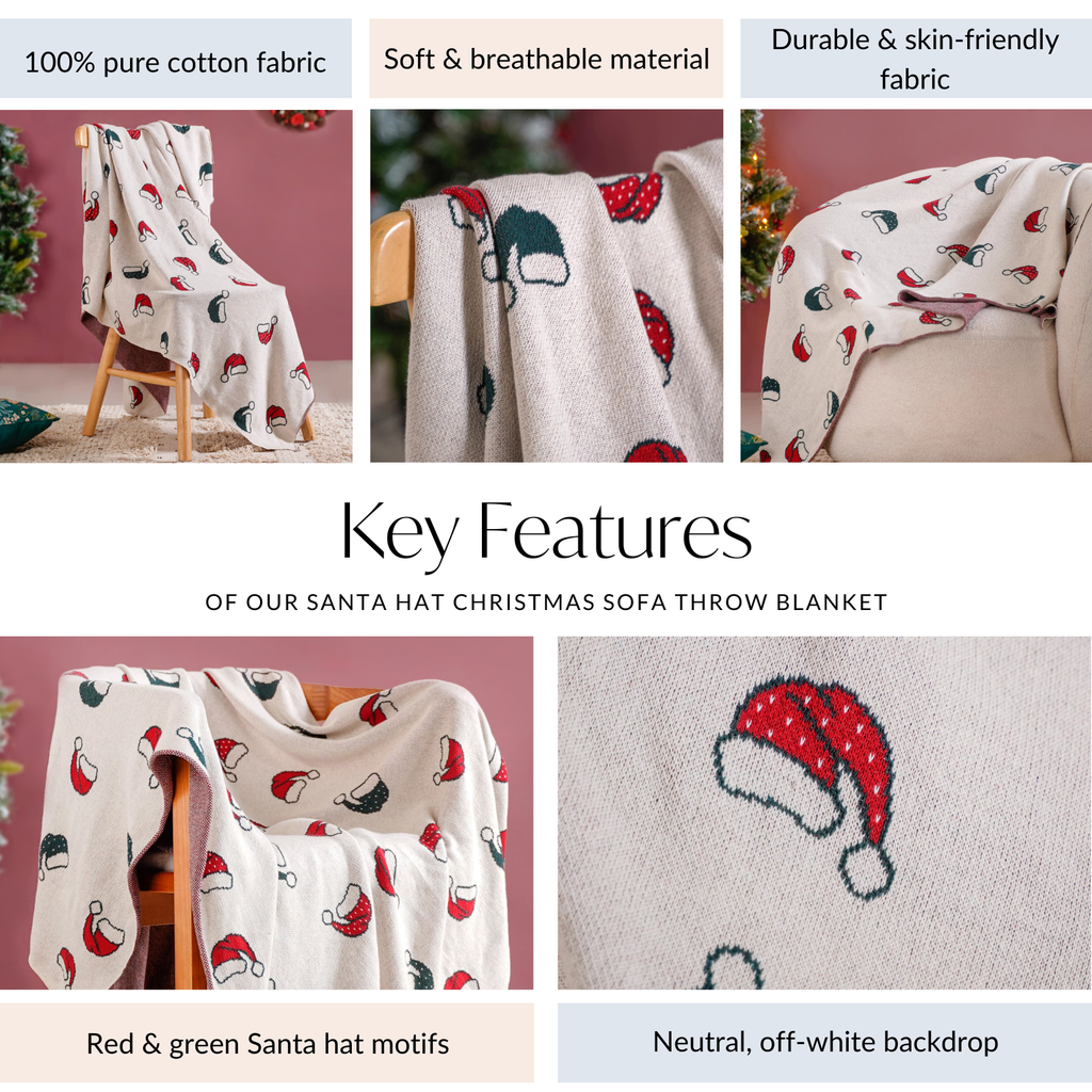 Santa Hat Christmas Sofa Throw Blanket Nestasia