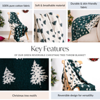 Green Reversible Christmas Tree Throw Blanket Nestasia