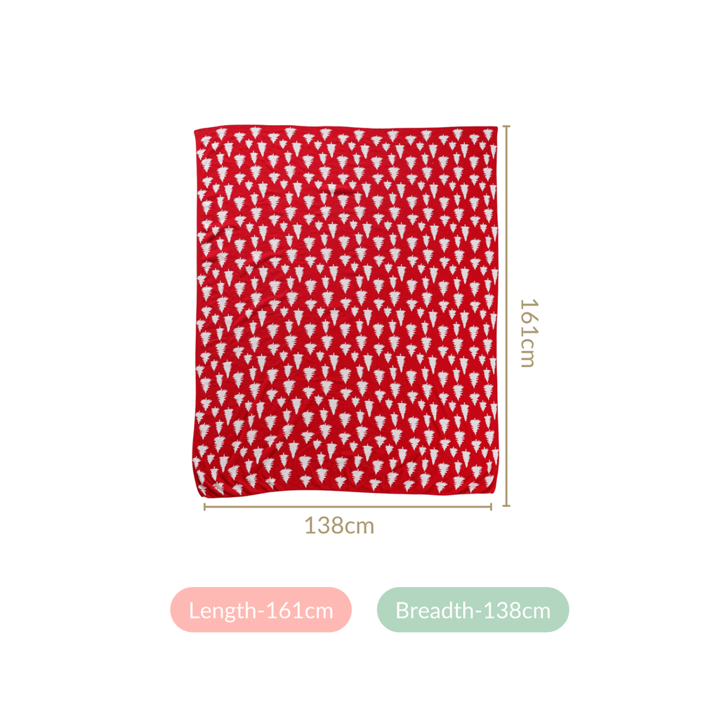 Reversible Style Christmas Tree Throw Blanket Red Nestasia