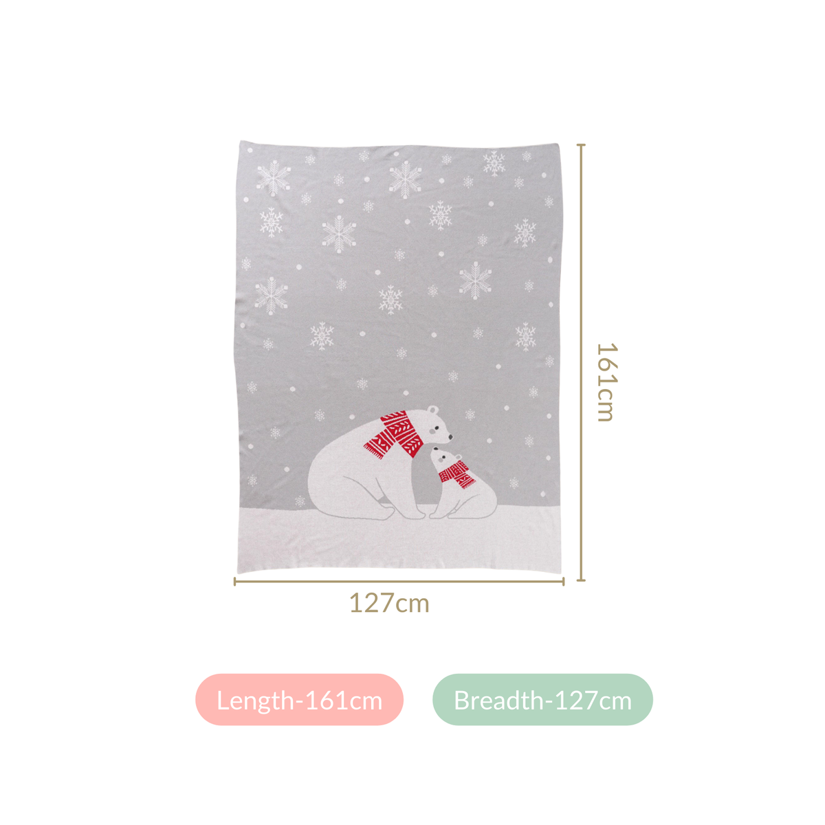 Mumma And Baby Polar Bears Cotton Throw Blanket Nestasia