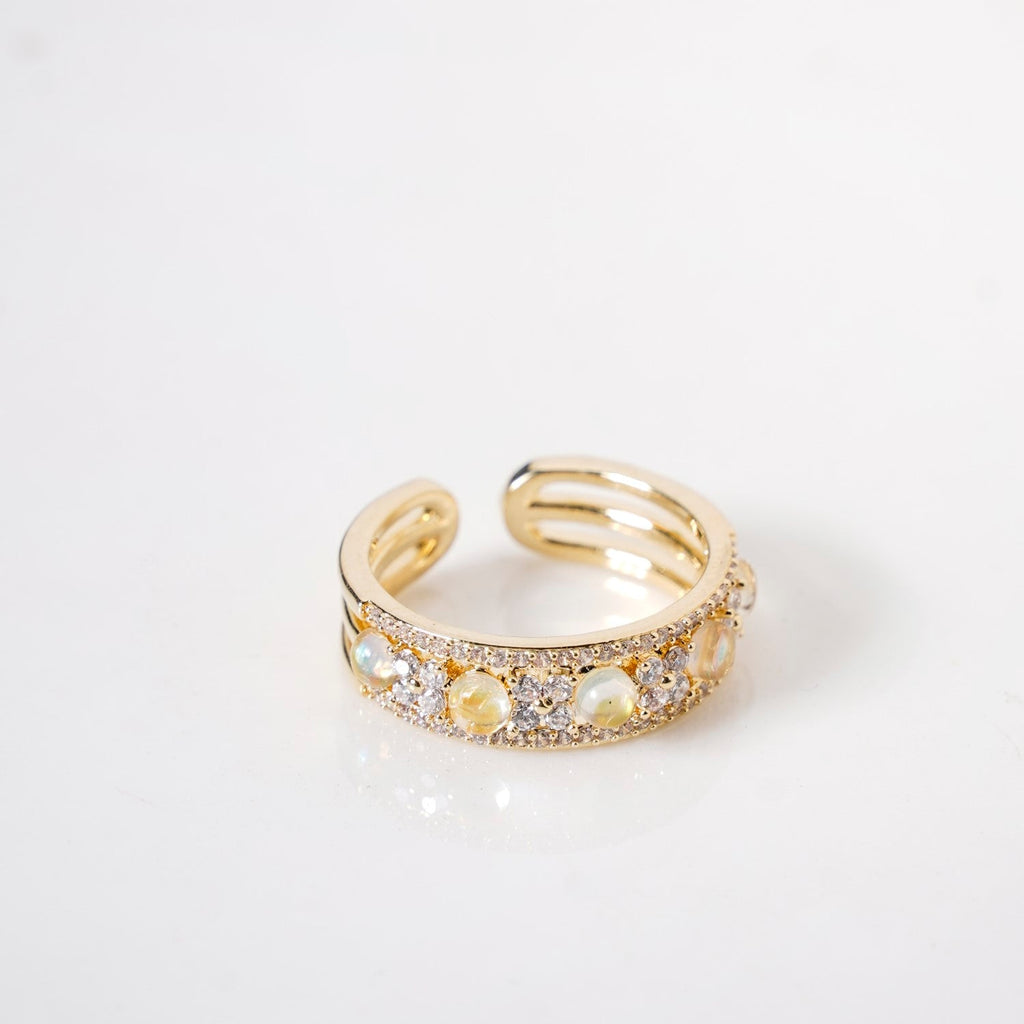 Gold Stone Studded Thumb Ring Nestasia
