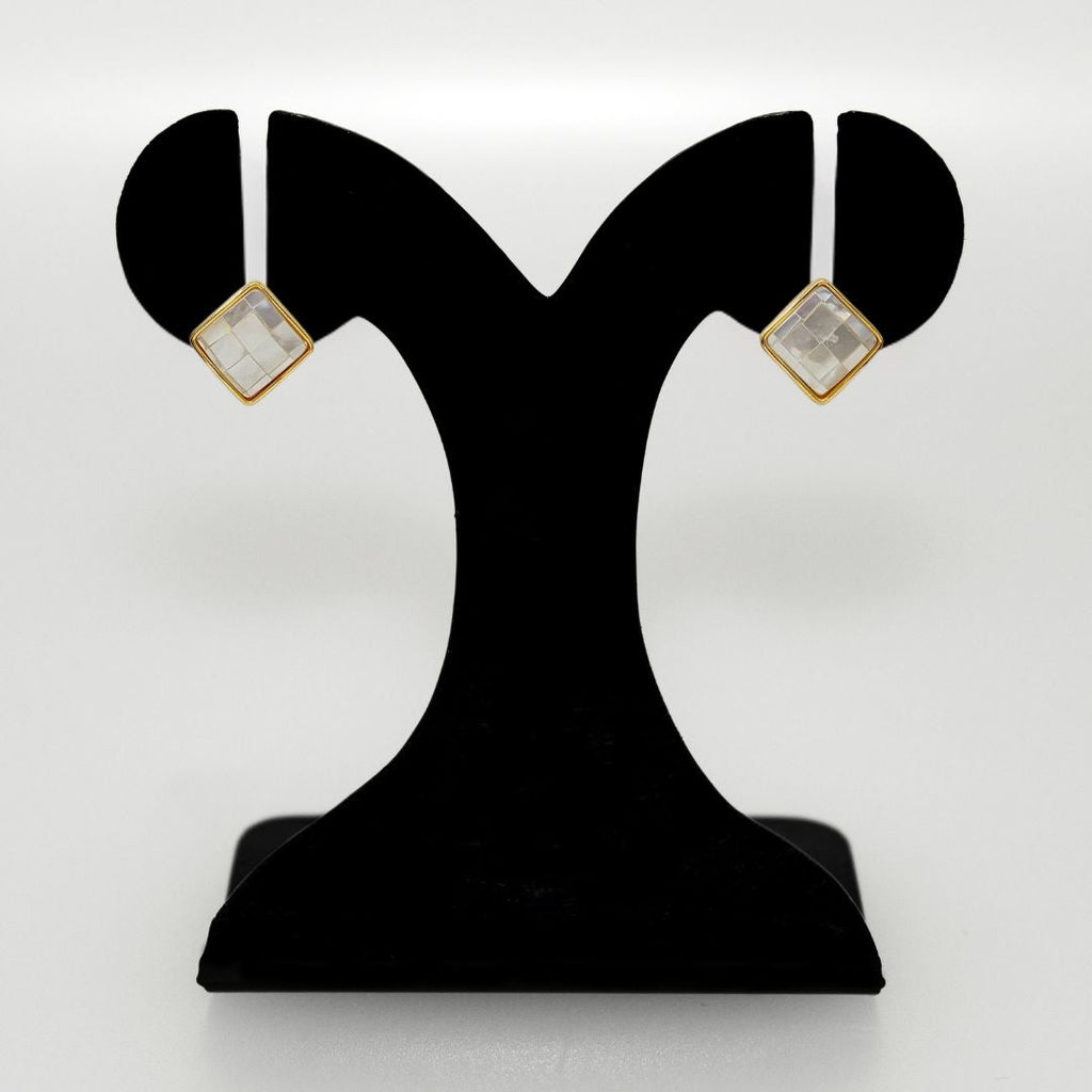 Tiled Pearl Square Studs Nestasia
