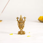 Tirupati Balaji Fine Carving Jewellery Finish Pure Brass Idol 7cm Nestasia