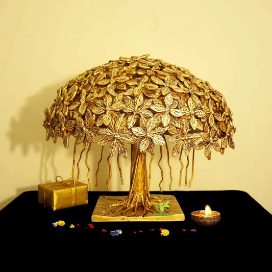 "Pure Brass Tree Table Decor | "Luxury Brass Tree Table Sculpture | "Premium Brass Tree Figurine | (Yellow 12 inch)