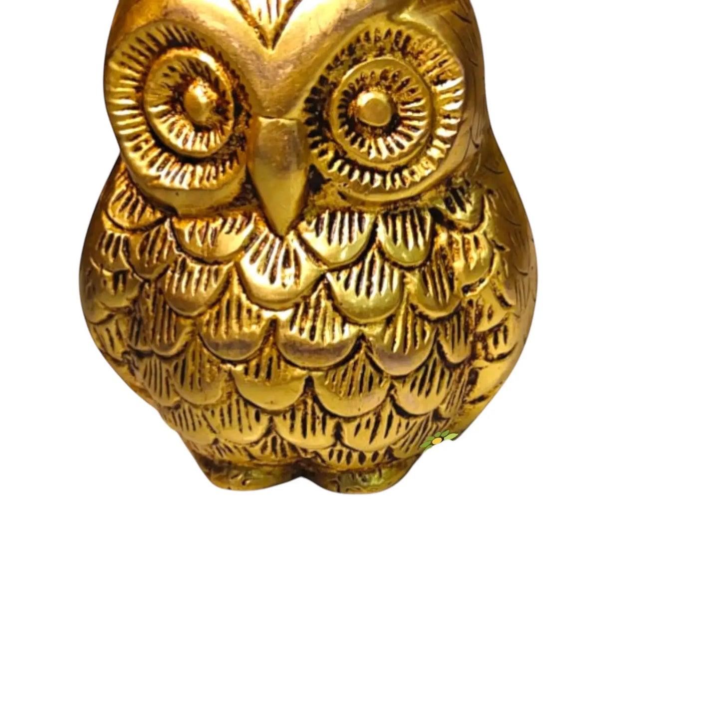 Brass Owl Showpiece Statue | Antique Style Metal Bird Decor for Home | Decorative Collectible Gift for Art & Bird Lovers (Yellow,4 Inches)