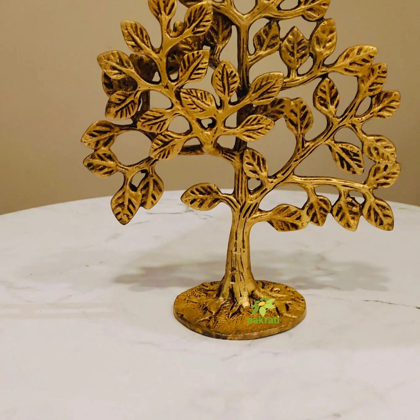 Brass Kalpavriksha Tree | Tree of Life Showpiece for Home Decor & VastuPremium Brass Kalpavriksha Tree |Vastu Positive Energy Decor |Festival Gift Item (Yellow,6 Inch)