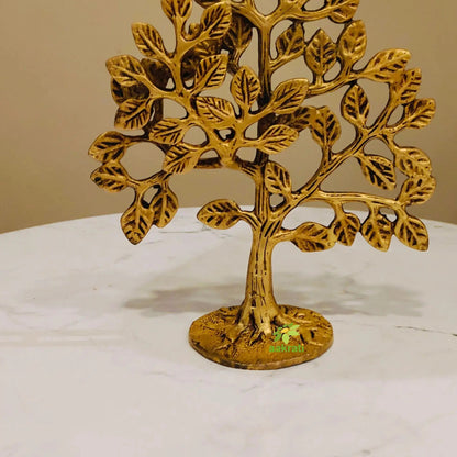 Brass Kalpavriksha Tree | Tree of Life Showpiece for Home Decor & VastuPremium Brass Kalpavriksha Tree |Vastu Positive Energy Decor |Festival Gift Item (Yellow,6 Inch)