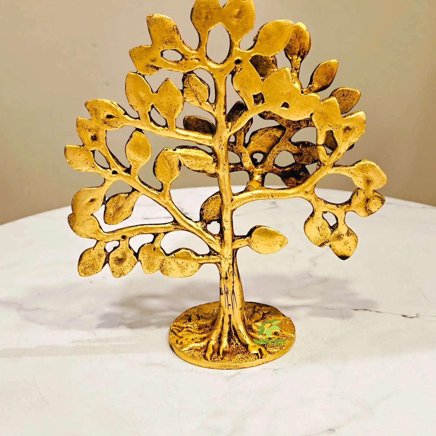 Brass Kalpavriksha Tree | Tree of Life Showpiece for Home Decor & VastuPremium Brass Kalpavriksha Tree |Vastu Positive Energy Decor |Festival Gift Item (Yellow,6 Inch)