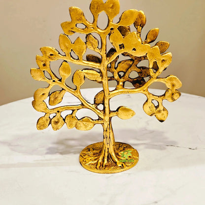 Brass Kalpavriksha Tree | Tree of Life Showpiece for Home Decor & VastuPremium Brass Kalpavriksha Tree |Vastu Positive Energy Decor |Festival Gift Item (Yellow,6 Inch)