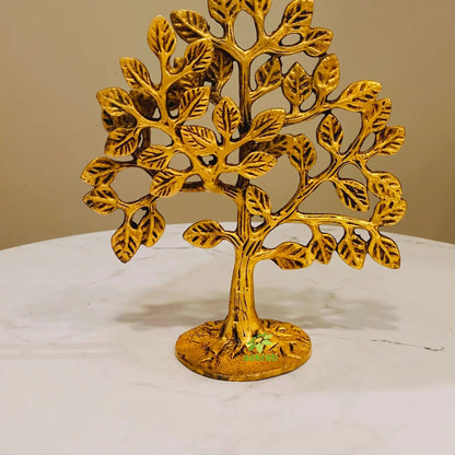 Brass Kalpavriksha Tree | Tree of Life Showpiece for Home Decor & VastuPremium Brass Kalpavriksha Tree |Vastu Positive Energy Decor |Festival Gift Item (Yellow,6 Inch)