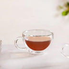 Cafe Style Glass Double Wall Tea Coffee Cup Set Of 4 190ml Nestasia