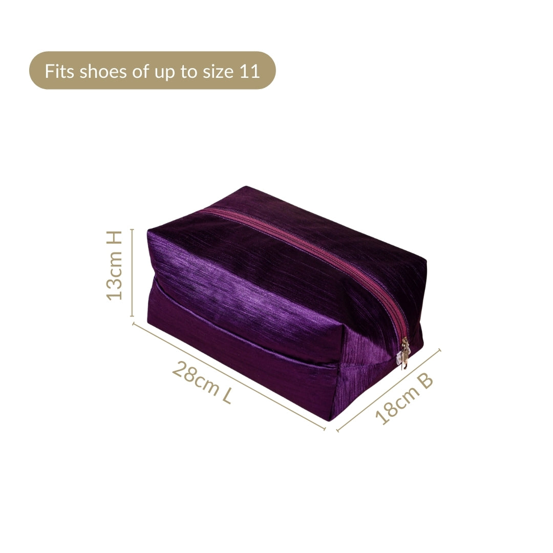 Purple Zippered Shoe Bags For Travel Large Set Of 3 Nestasia