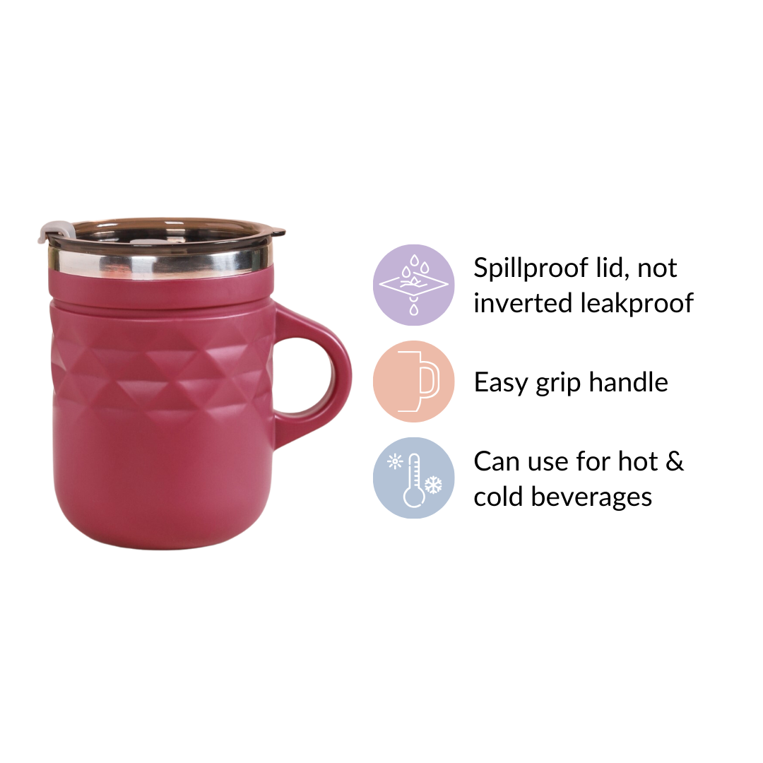 Travel Mug With Lid Magenta 400ml Nestasia