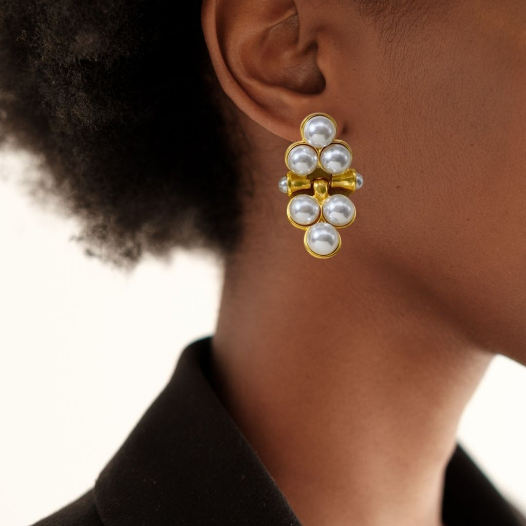 Triad Of Pearls Earrings Nestasia