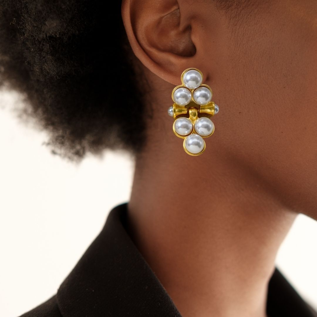 Triad Of Pearls Earrings Nestasia