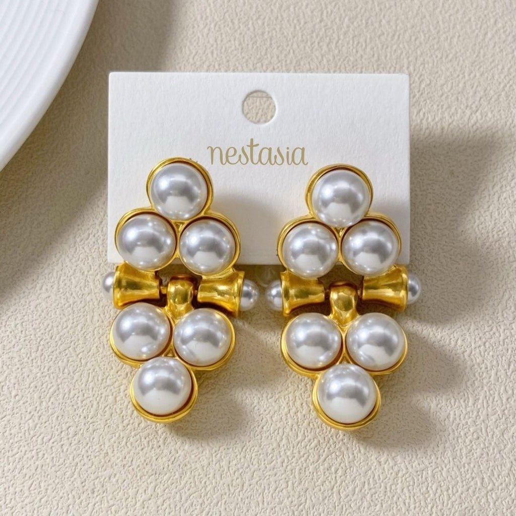 Triad Of Pearls Earrings Nestasia