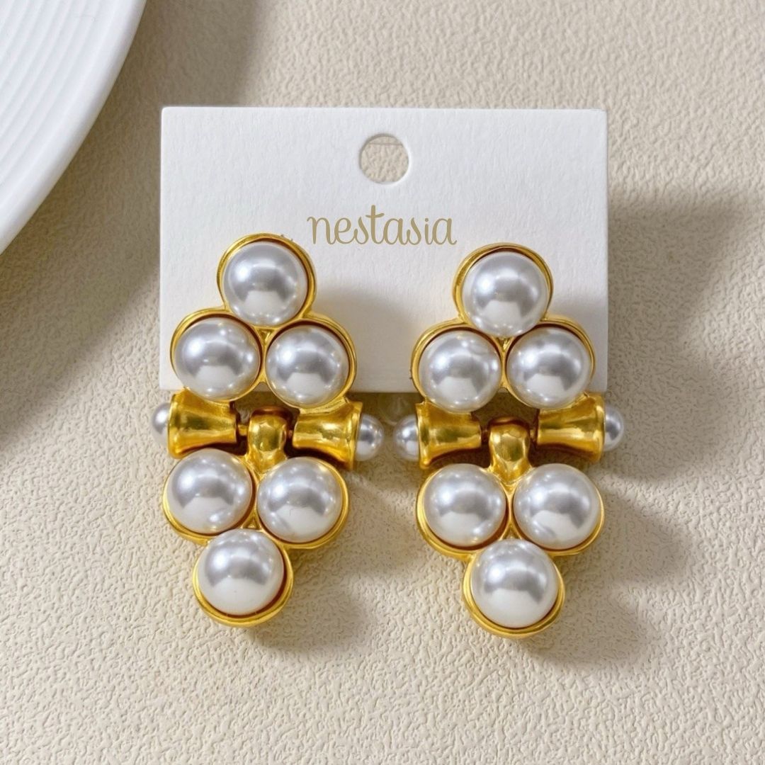 Triad Of Pearls Earrings Nestasia