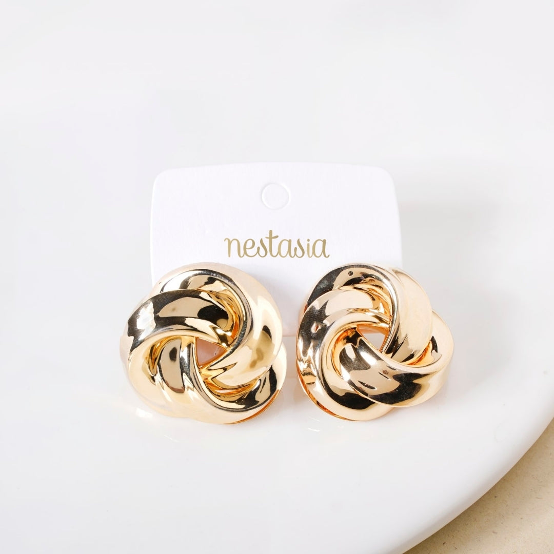 Triquetra Trinity Knot Gold Earrings Nestasia