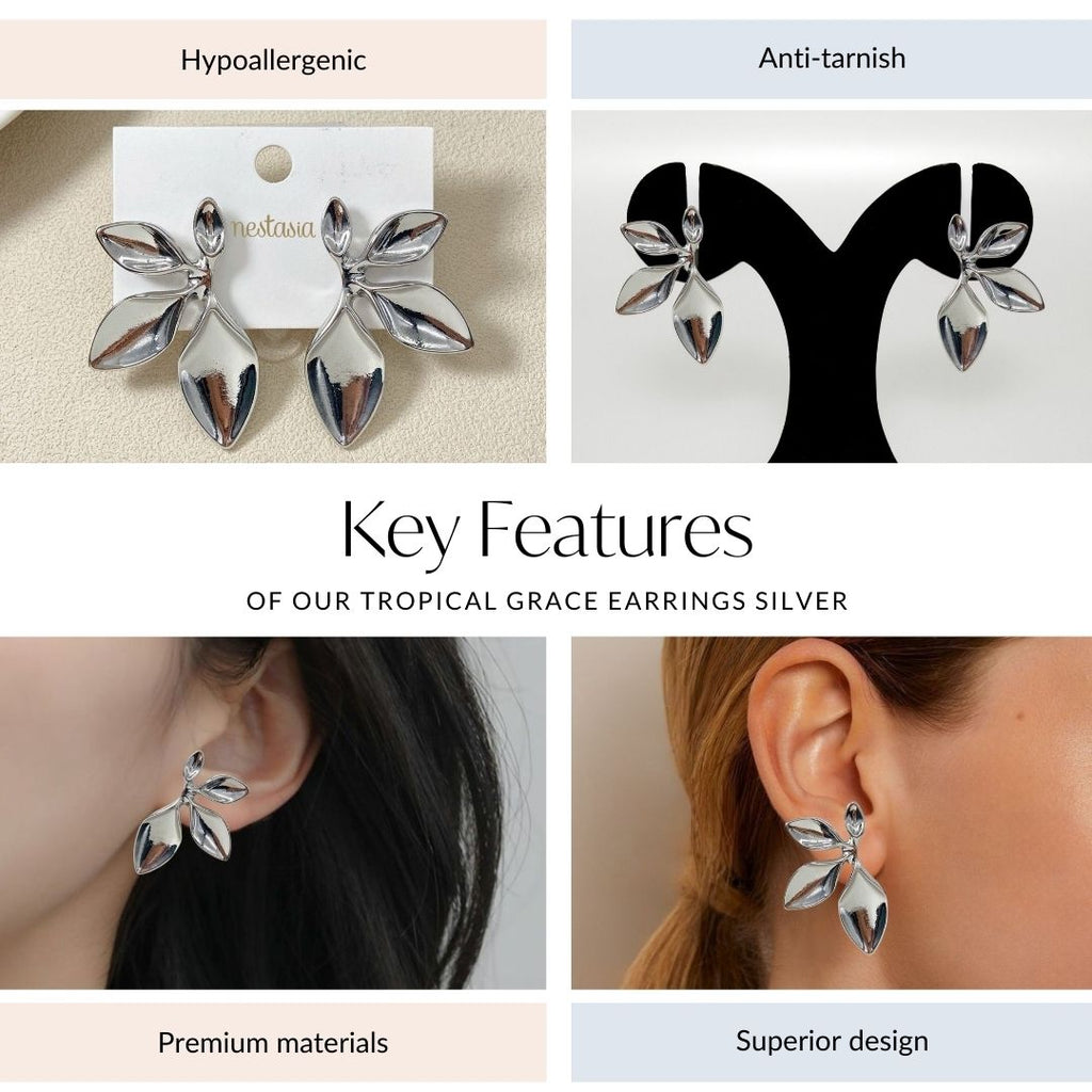 Tropical Grace Earrings Silver Nestasia
