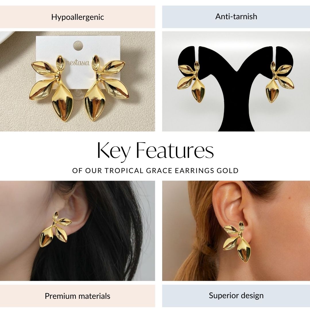 Tropical Grace Earrings Gold Nestasia