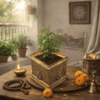 Brass Lakshmi Design Tulsi Planter / Pot Vedansh Craft