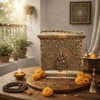 Brass Lakshmi Design Tulsi Planter / Pot Vedansh Craft