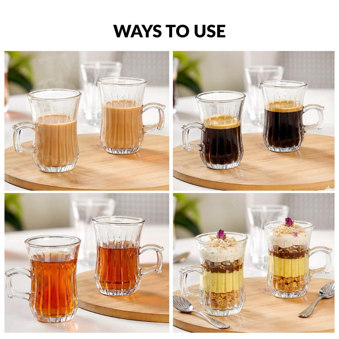 Turkish Tea Cup Set Of 6 150ml Nestasia