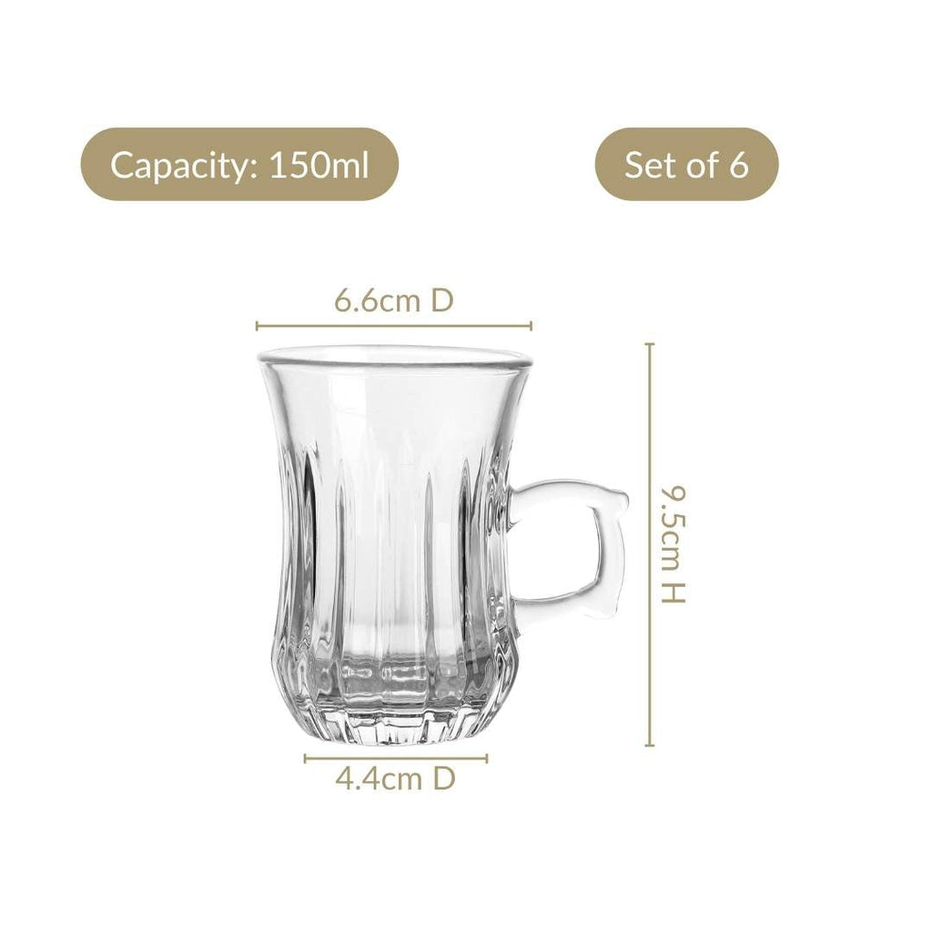 Turkish Tea Cup Set Of 6 150ml Nestasia