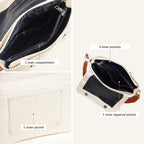 Beige And Tan Vegan Leather Shoulder Bag Nestasia