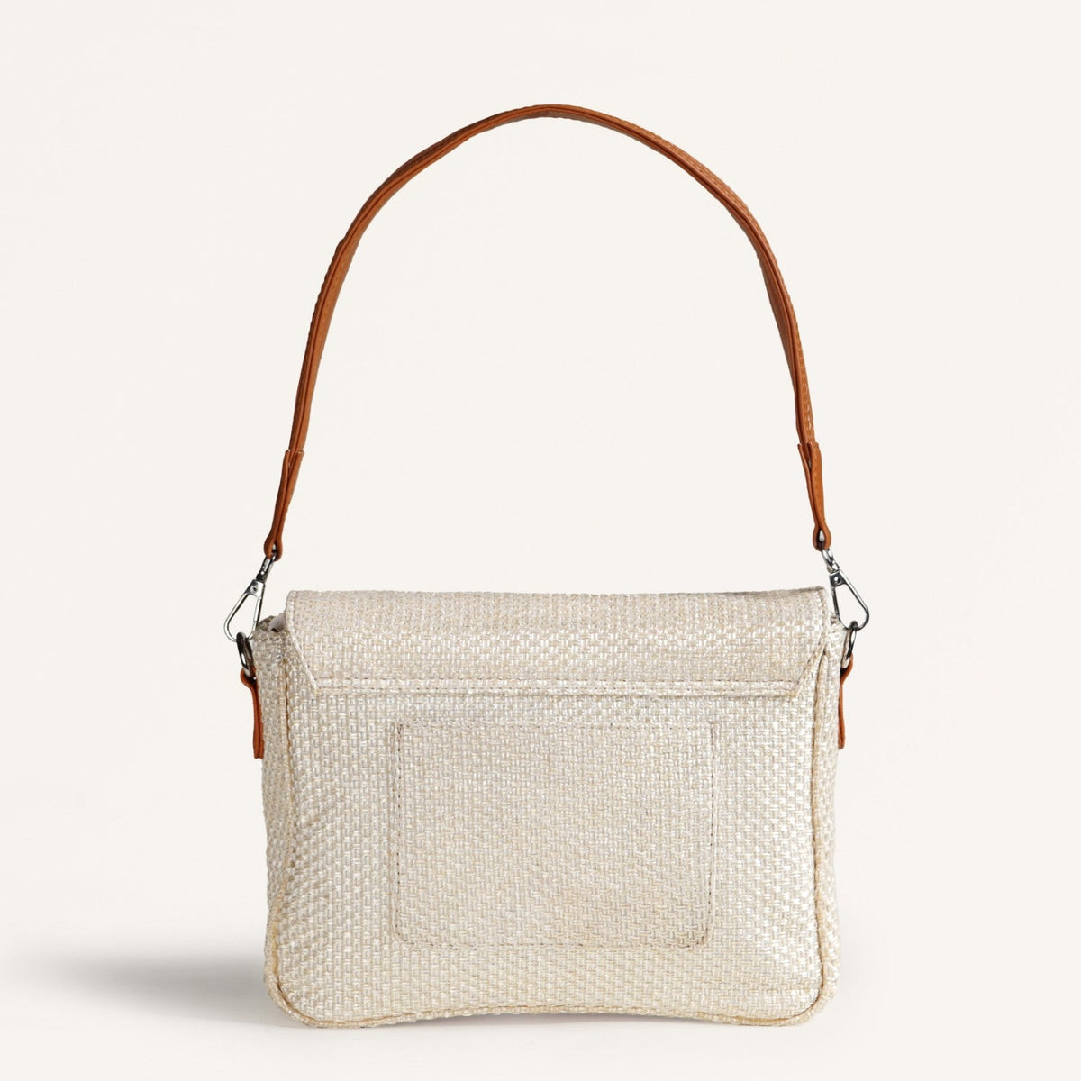 Beige And Tan Vegan Leather Shoulder Bag Nestasia