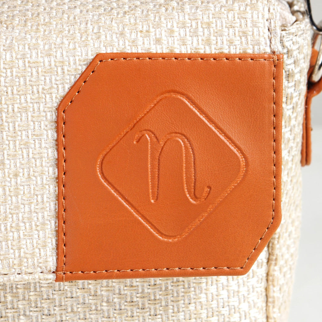 Beige And Tan Vegan Leather Shoulder Bag Nestasia