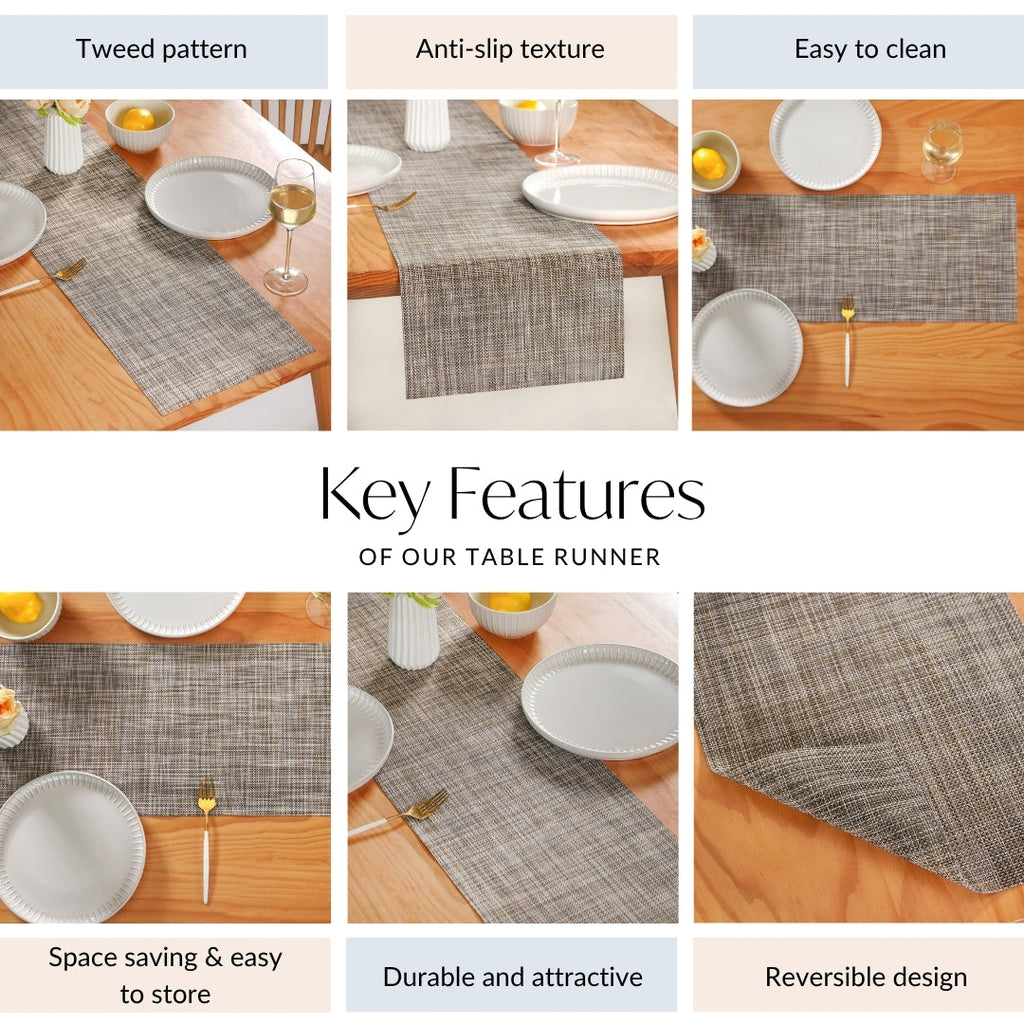 Textured Reversible Washable Table Runner 180x30cm Nestasia