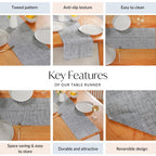 Reversible Washable Table Runner Grey 180x30cm Nestasia