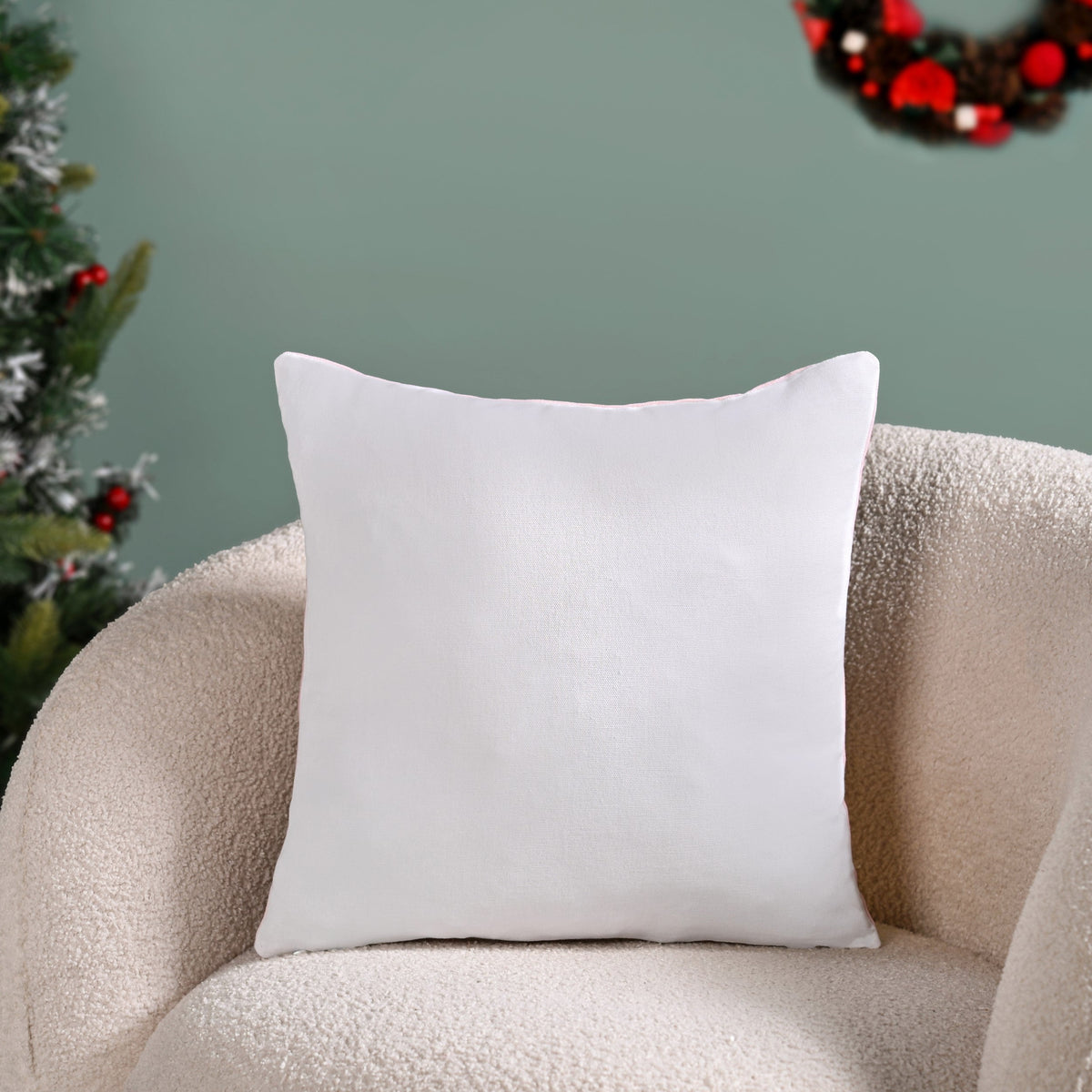 Twin Reindeers Embroidered Cotton Cushion Cover 40x40cm Nestasia