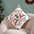 Twin Reindeers Embroidered Cotton Cushion Cover 40x40cm Nestasia