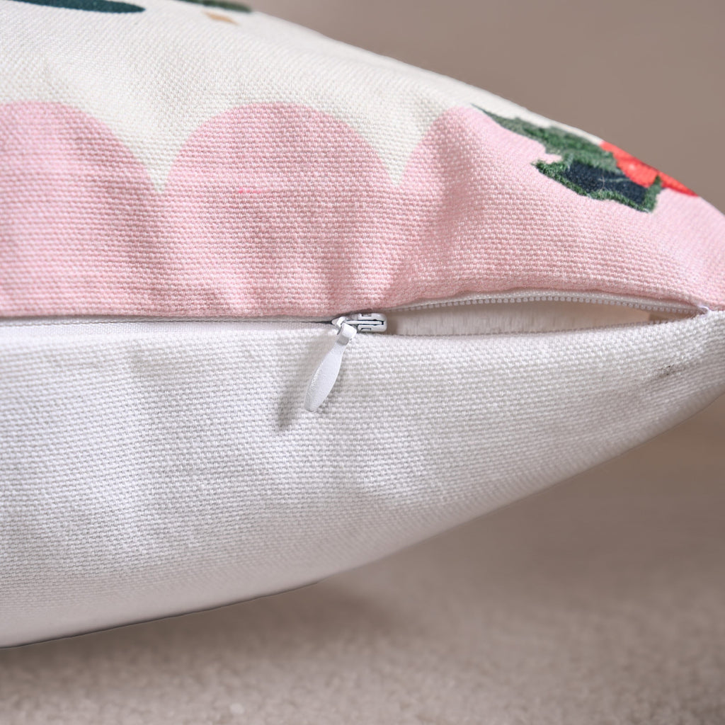 Twin Reindeers Embroidered Cotton Cushion Cover 40x40cm Nestasia