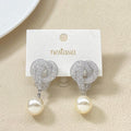 Iridescent Twist And Pearl Drop Earrings Silver Nestasia